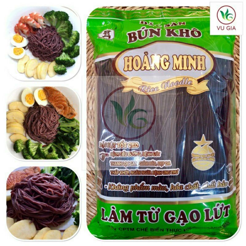 BÚN gạo lứt Đen Hoàng Minh giảm cân 100% gạo nguyên cám gói 500g