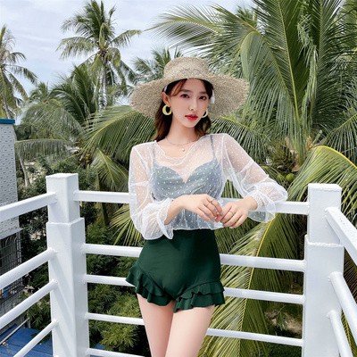 Bikini liền mảnh đi biển kèm áo trong suốt chấm bi | BigBuy360 - bigbuy360.vn