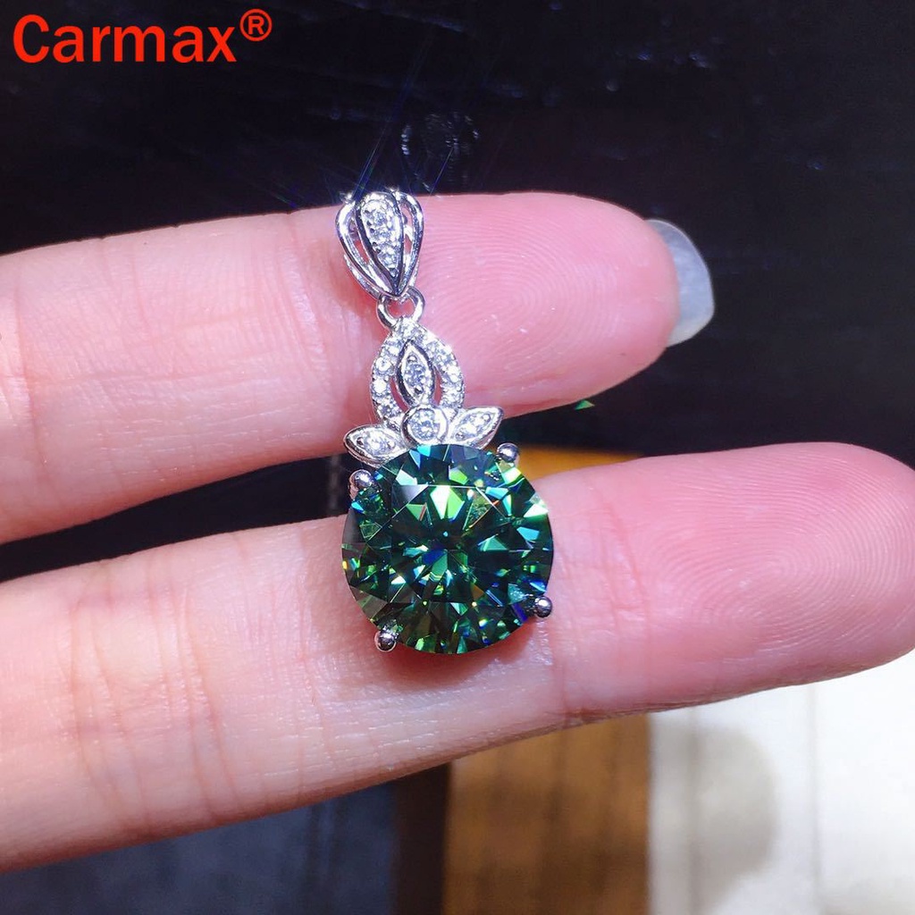 Dây chuyền mặt đá moissanite màu xanh lá thời trang cao cấp