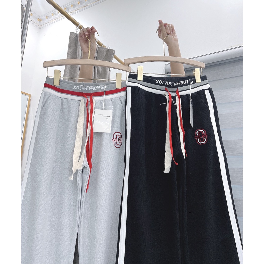 Quần Ống Rộng Thể Thao 2 Dây Nam Nữ Dáng Rộng Ống Suông Nhiều Màu Đai Chữ