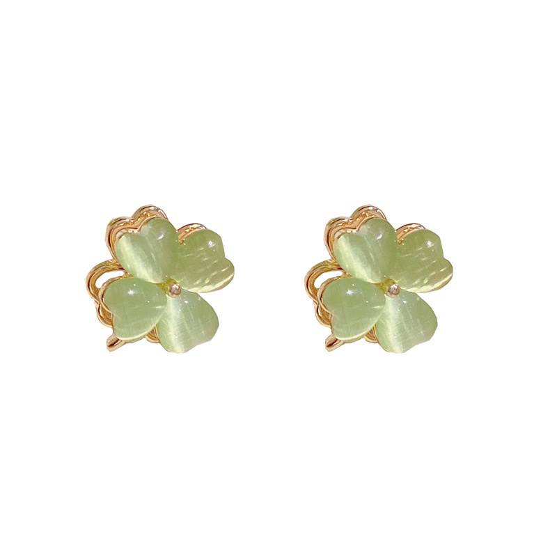 🔥    Bốn lá cỏ Necklace Ring Earrings Trang sức nhỏ cho phụ nữ Phong cách làm mới nữ Ring Jewelry Set