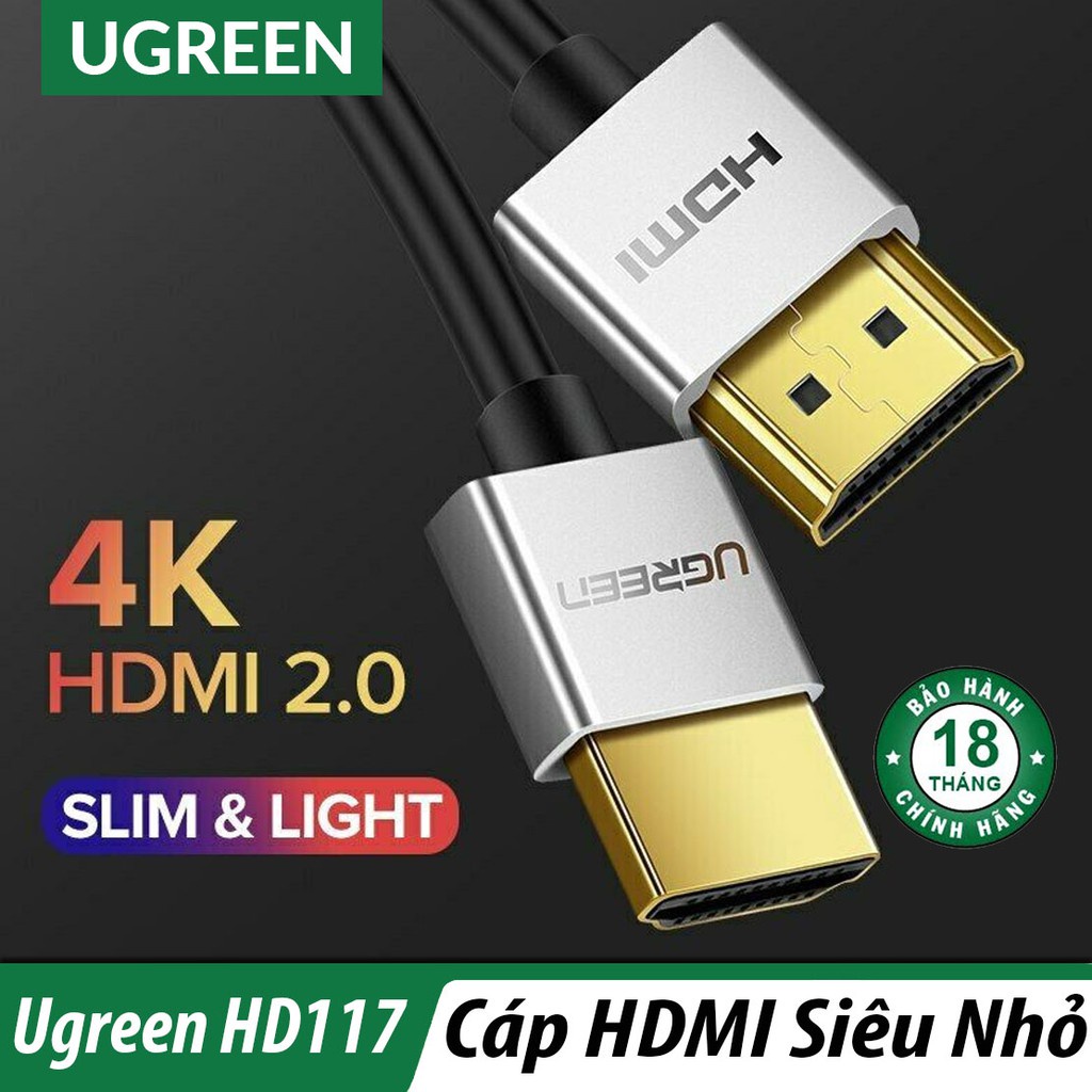 [Mã ELHACE giảm 4% đơn 300K] Cáp HDMI 2.0 Ugeen 30479 40491 Chính Hãng HD117 (Siêu mỏng Support 4K 3D ARC) dài 3 met