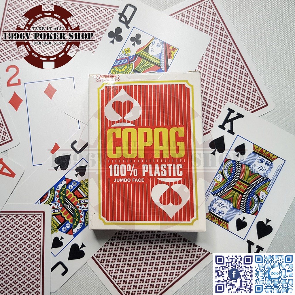 Bài tây nhựa bridge size, bài poker Copag Plastic Card số to Jumbo chống nước - 1996V Poker Shop