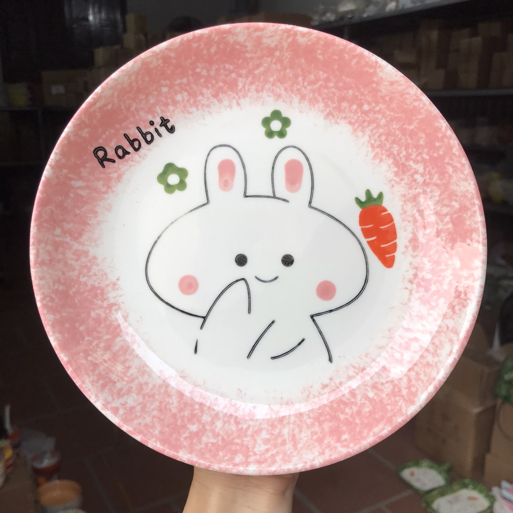 Set Bát Đĩa 🌸THỎ HỒNG🌸 Bát đĩa ăn cơm ăn mì, decor bàn ăn dễ thương