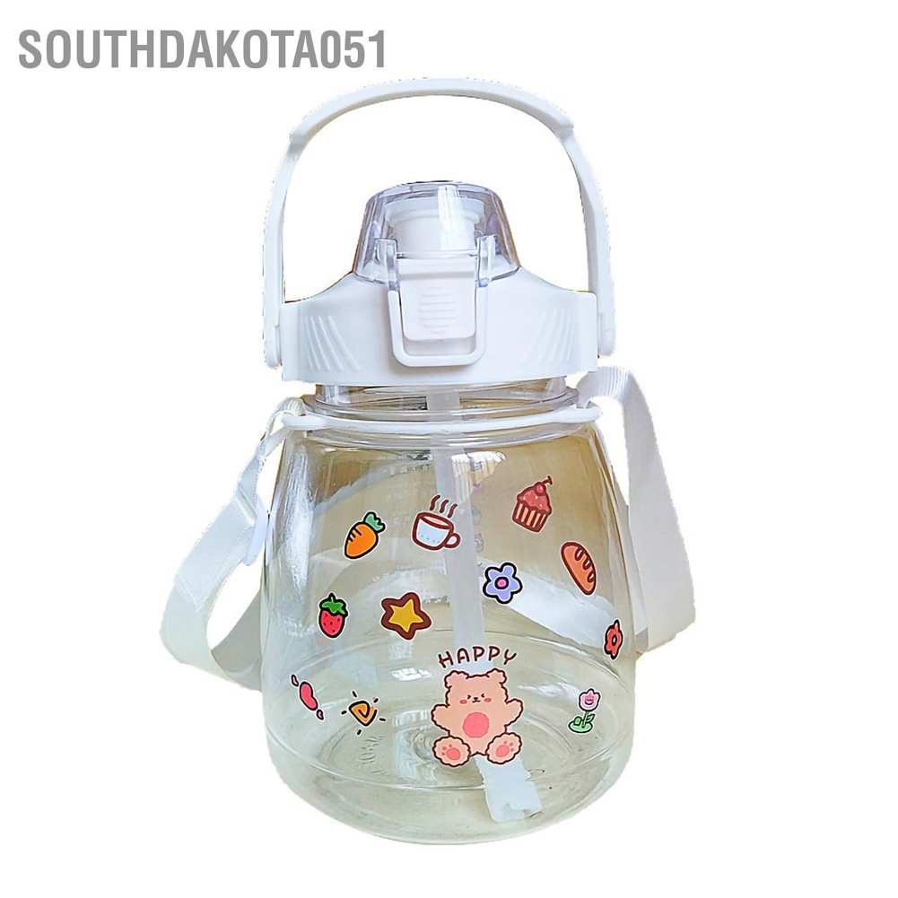 Bình nước lớn kèm dây đeo và sticker đáng yêu tiện lợi chống rò rỉ 1300ml Southdakota051