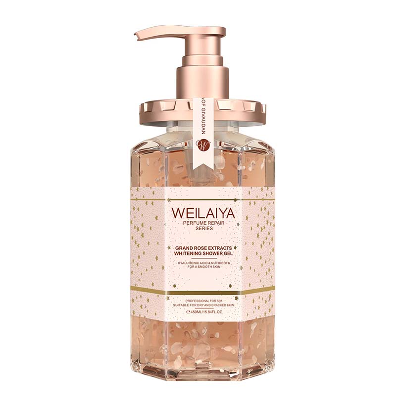 Combo 2 chai sữa tắm trắng da cánh hoa hồng Damask Weilaiya Grand Rose Extracts Whitening Shower Gel 450ml