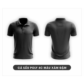 Áo THUN nam - nữ MÀU XÁM ĐẬM vải Cá Sấu poly cổ dệt bo cao cấp