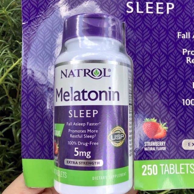 viên ngậm ngủ ngon natrol melatonin sleep 5mg/250v