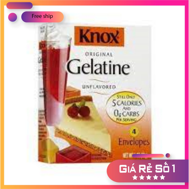 Bột Gelatin Hữu Cơ Làm Thạch Rau Câu, Kẹo Dẻo Cho Bé Knox 28g