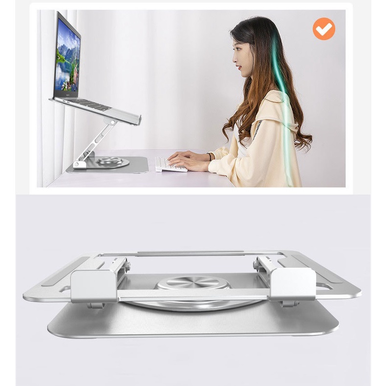 Giá đỡ để laptop DIGIMIX cho máy tính xách tay F147 hợp kim nhôm có thể tháo rời kiêm tản nhiệt, chân đế xoay 360 độ