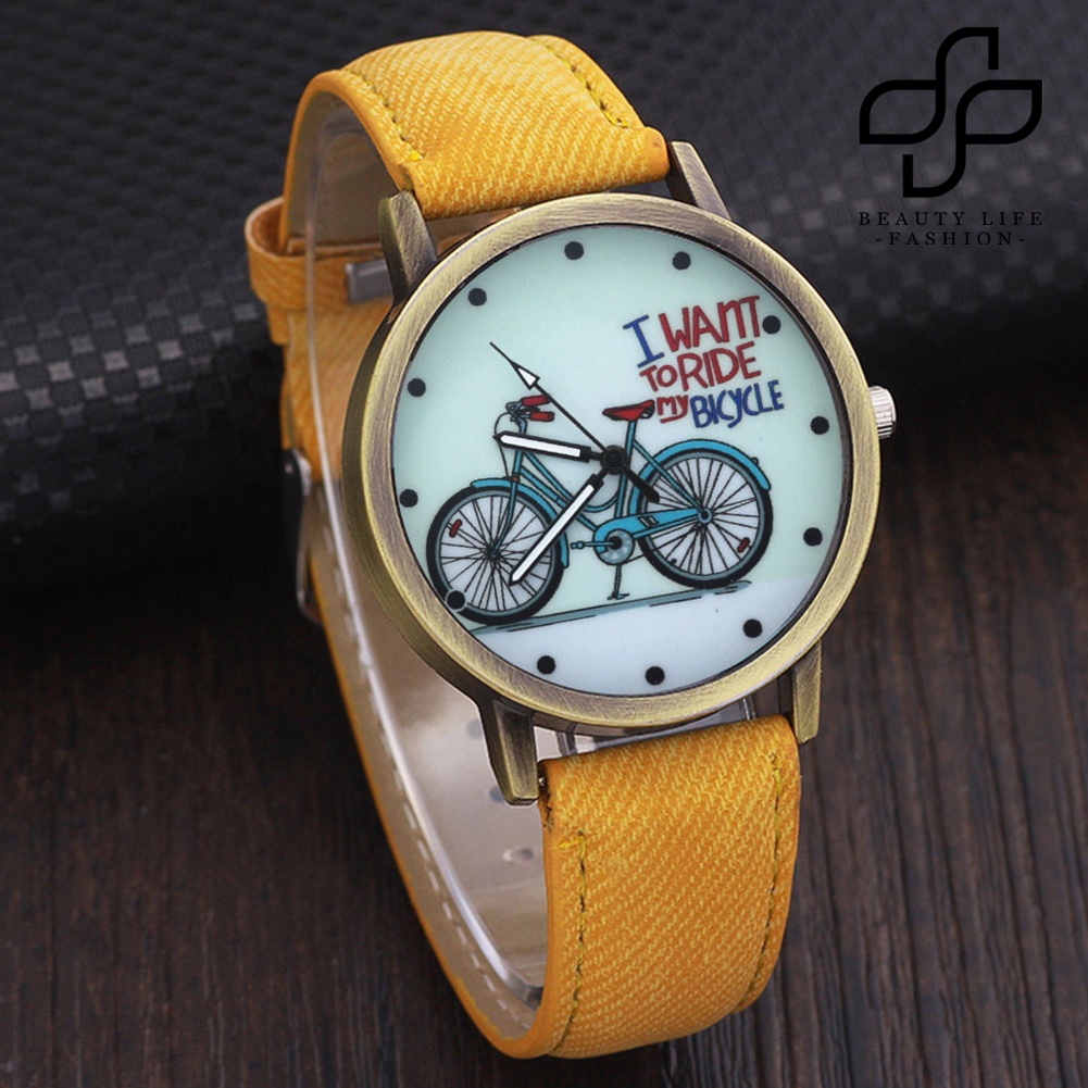 BEA™ Unisex Retro Bicycle Canvas Band No Round Dial Quartz Wrist Watch