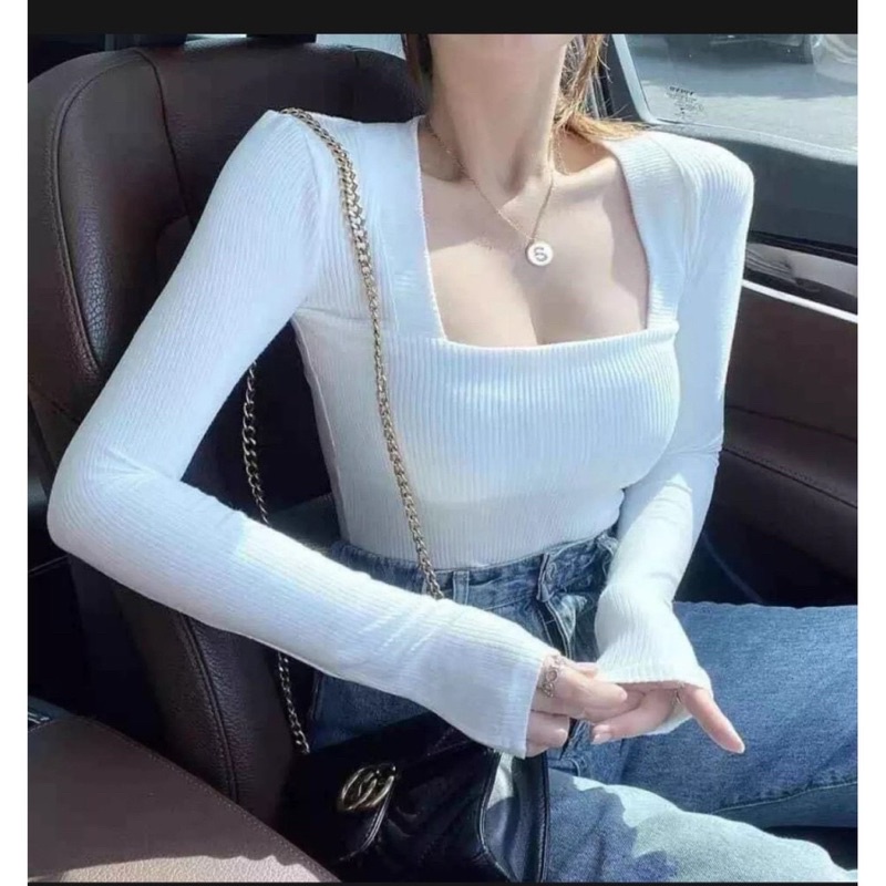 Áo len tăm cổ vuông full màu chất đẹp