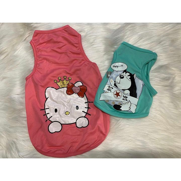 Áo cho chó mèo ba lỗ mùa hè - Quần áo thun mát cho chó con, lớn, mèo, thú cưng