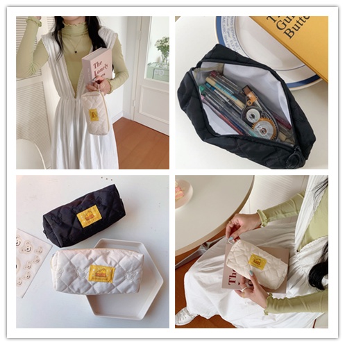 Túi Đựng Đồ Trang Điểm Sức Chứa Lớn Họa Tiết Phô Mai Dễ Thương Cho Học Sinh