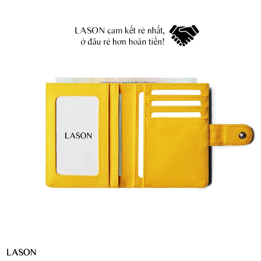 Ví Vải Đựng Tiền BUTTON ĐỨNG Canvas Polyester Nhập Khẩu Cao Cấp Chống Thấm Nước Unisex Nam Nữ Đẹp Chính Hãng LASON