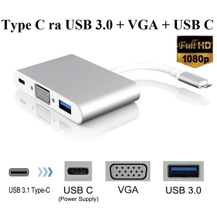 Cáp Chuyển Type C sang VGA-USB