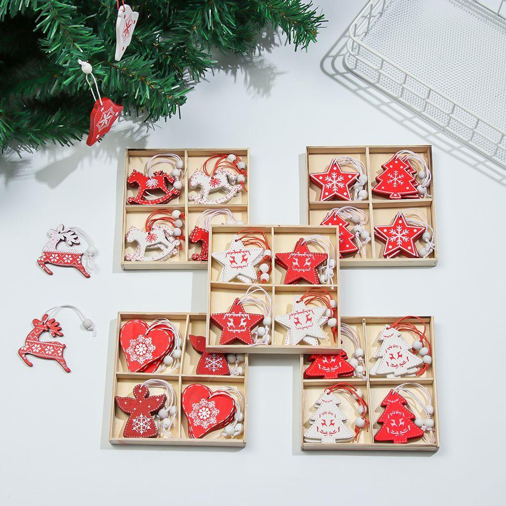 Set 24 12 Phụ Kiện Treo Trang Trí Giáng Sinh Bằng Gỗ DIY Mới 2022
