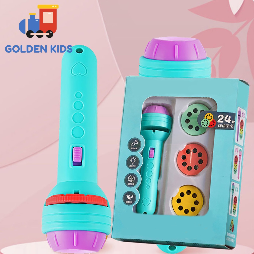 Đèn pin chiếu hình 24 hình ảnh chủ đề siêu nhân, động vật, phương tiện, trái cây, khủng long…sắc nét cho bé khám phá