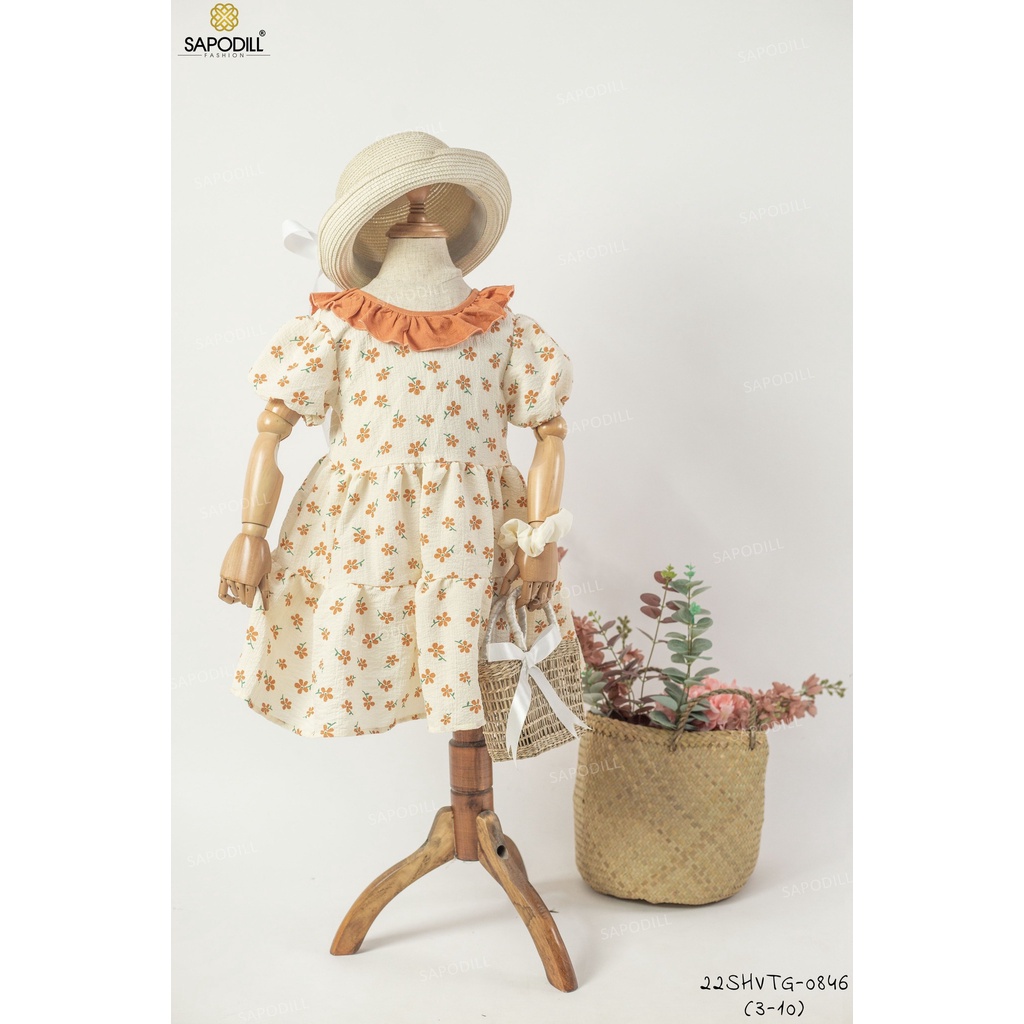 Đầm hoa nhí công chúa tiểu thư phối lưng đan lưới bé gái size 10-35kg