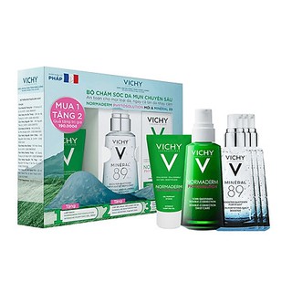 Bộ Chăm Sóc Da Chuyên Sâu Giúp Giảm Dầu Giảm Mụn, Phục Hồi Và Nuôi Dưỡng Da Vichy Normaderm Phytosolution Double-Correct