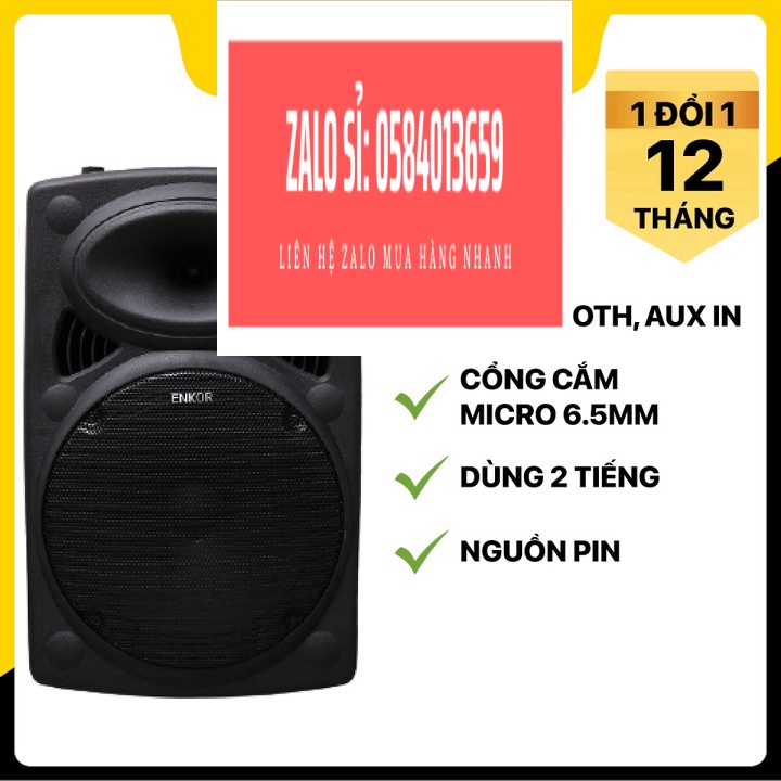 Loa Kéo Bluetooth Karaoke Enkor L1218K Đen 16W - Hàng chính hãng