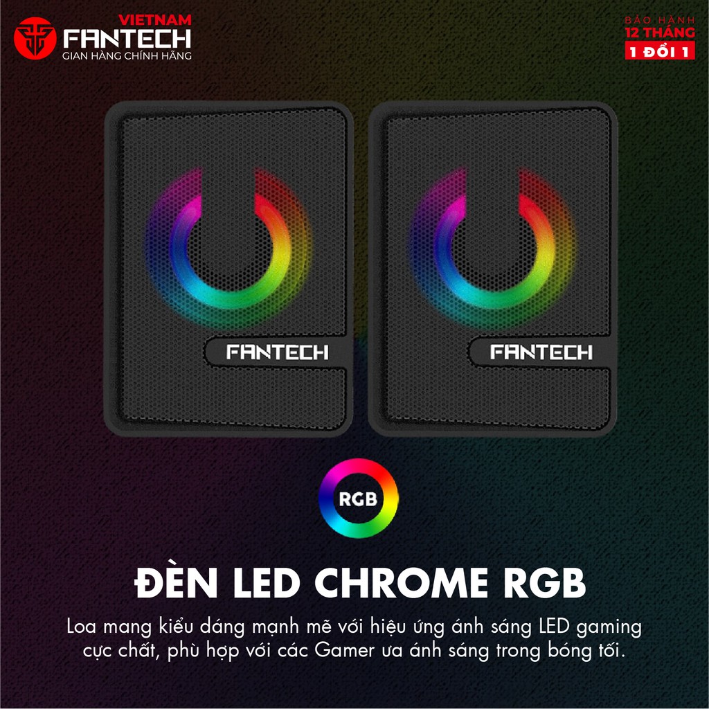 Loa vi tính Gaming siêu gọn nhẹ Fantech GS203 BEAT LED RGB Gradient đẹp mắt - Hãng Phân Phân Phối Chính Thức