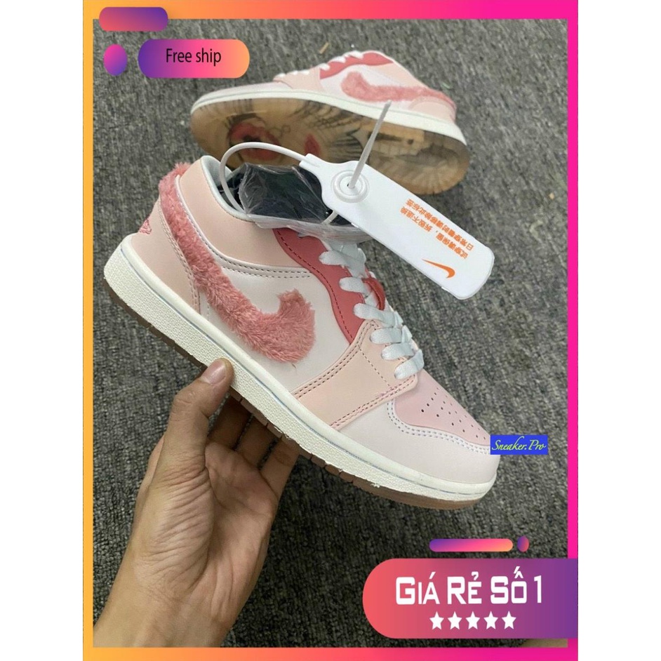 Giày thể thao sneaker Air Jordan 1 Low SE Mighty Swooshers Pink (W) mắt thần cổ thấp siêu đẹp, cá tính dành cho nữ