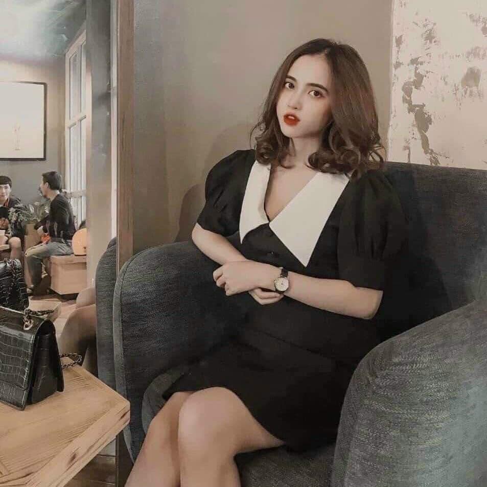 ĐẦM XOÈ ĐEN PHỐI CỔ SEN BILLY DRESS | BigBuy360 - bigbuy360.vn