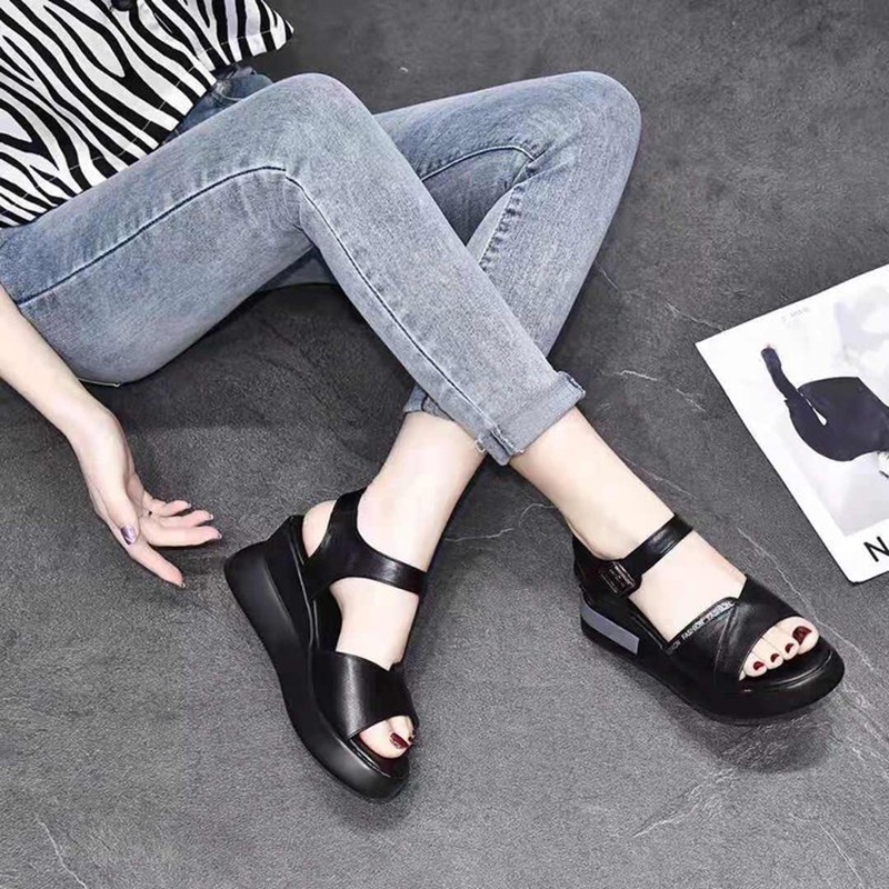 Giày sandal IELGY hở ngón đế xuồng phong cách Anh Quốc thời trang sành điệu dành cho nữ