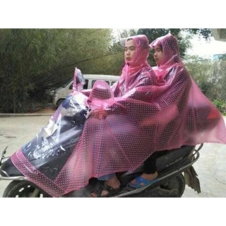 Áo mưa chấm bi thành long có gương kính