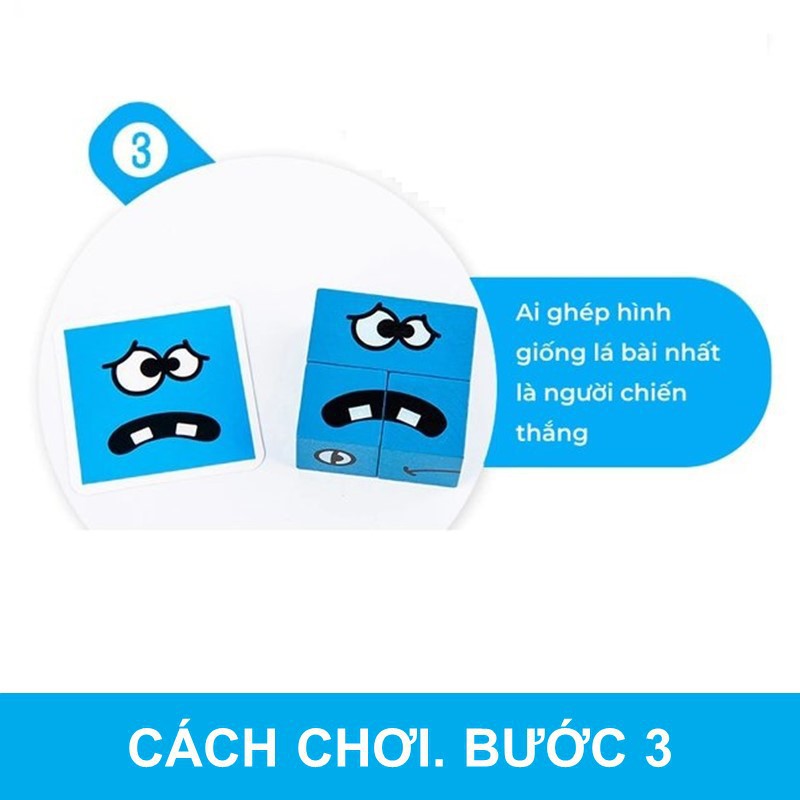 [Đồ chơi trí tuệ] Xếp hình trí tuệ biểu cảm khuôn mặt, Lắp ráp cảm xúc khuôn mặt - Giáo dục toàn diện Montessori