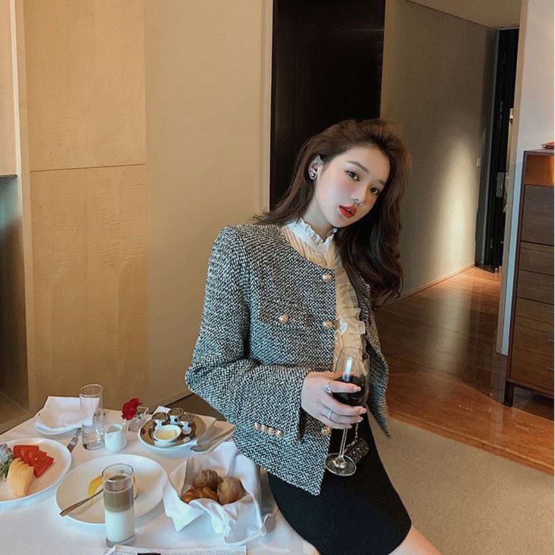 Áo Khoác Dạ Tweed Nữ Kim Sa Sang Chảnh Siêu Xinh Hàng Thiết Kế - Áo khoác ngoài chất dạ - Có BIGSIZE