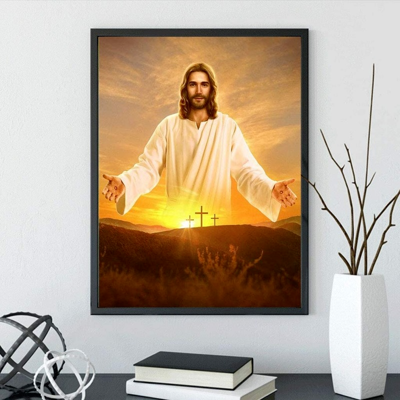 Bộ Dụng Cụ Làm Tranh Đính Đá 5D Họa Tiết Chúa Jesus Độc Đáo Kích Thước 30x40cm DIY Dùng Trang Trí
