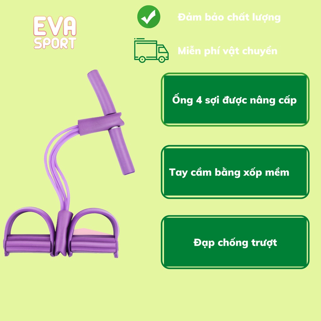 Dây Kéo Đàn Hồi 4 Ống Cao Su Bàn Đạp Chân Dụng Cụ Tập GYM Thể Dục Săn Chắc Bụng Tay Vai Tại Nhà Cho Nam Nữ Evasport