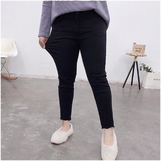 [BigSize 60-95kg] Quần Jeans Lưng Cao - Quần Cạp Cao Qua Rốn ĐEN TRƠN