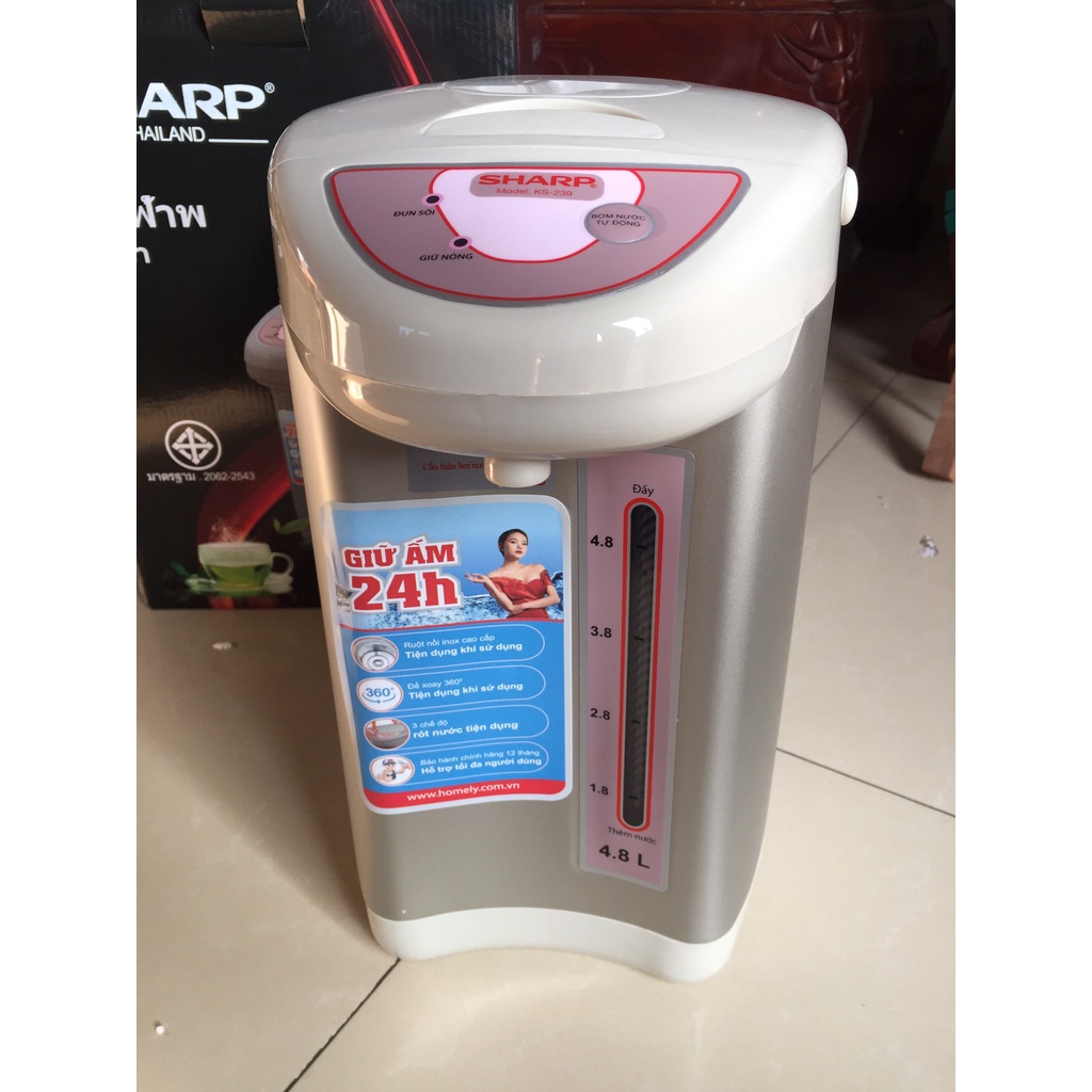 Bình thủy điện phích điện Sharp 4.8L KS-239, Hàng Chính Hãng,  Bảo Hành 12 tháng