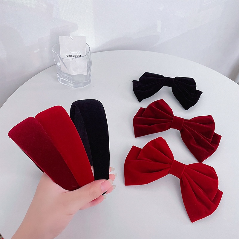 Băng đô cài tóc bằng nhung chống trượt phong cách vintage