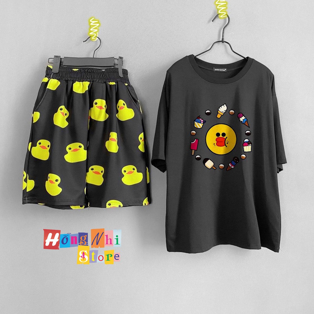 QUẦN SHORT CARTOON UNISEX HÌNH VỊT VÀNG QUẦN ĐEN - QUẦN ĐÙI HOẠT HÌNH SIÊU CUTE - MM