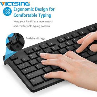[HOT] VICTSING Upgrade Wired Computer USB Keyboard with 104 Keys Foldable Stands