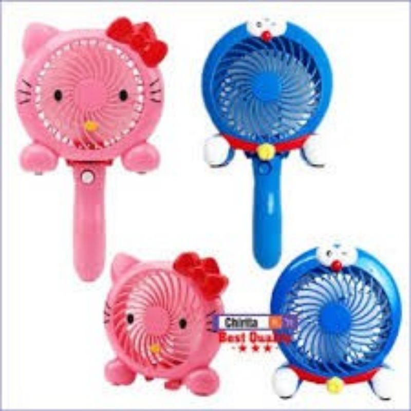 quạt sạc cầm tay, để bàn kitty, Doraemon