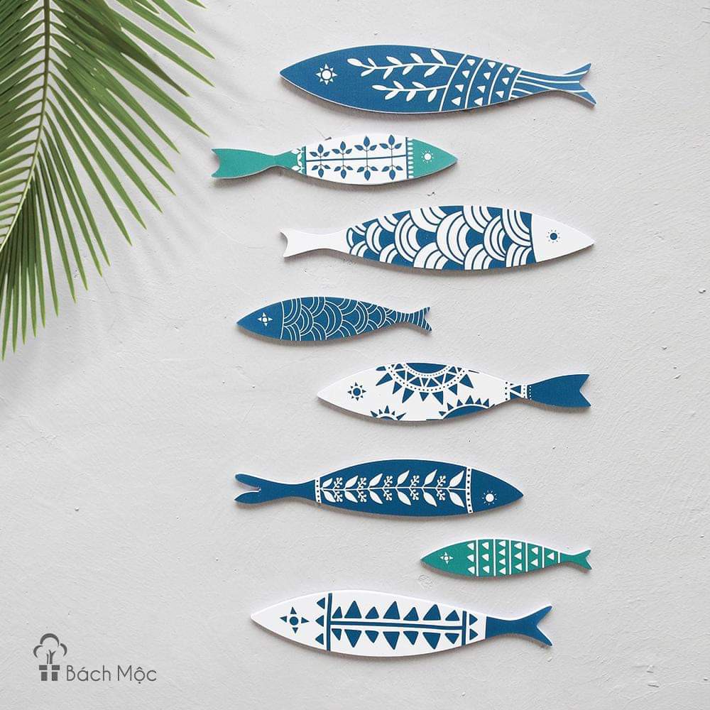 Cá gỗ trang trí set 9 con 2