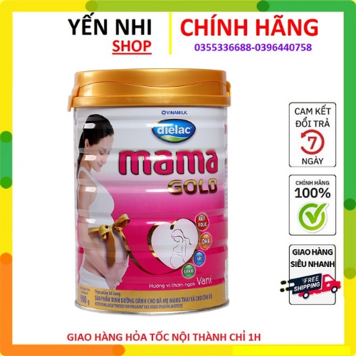 Sữa Bầu Vinamilk Dielac Mama gold hương vani lon 900g date mới bimsuayennhi