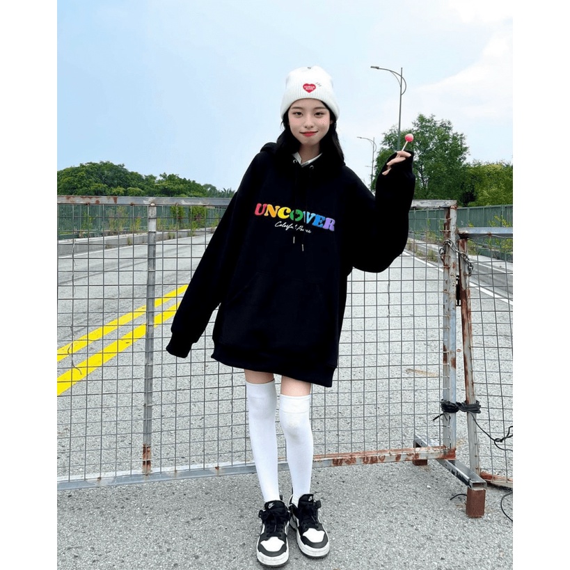 ÁO HOODIE NƯ HỌA TIẾT UNCOVER BẢY MÀU THỜI TRANG  ĐẸP SÀNH ĐIỆU FOM RỘNG PHỦ MÔNG