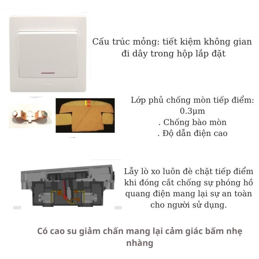 Công tắc đơn 1 chiều - 20A có đèn LED - Công tắc bình nóng lạnh - WGML2D1N Muse Hager - BH 12 tháng
