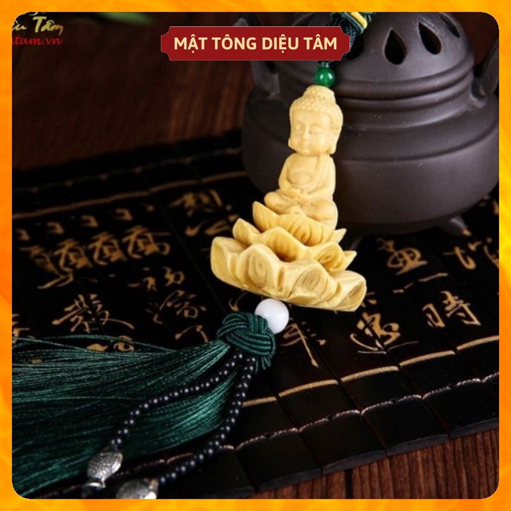 Dây treo xe ô tô tượng phật bà quan âm ngồi đài sen, khánh treo xe ô tô trang trí xe hơi