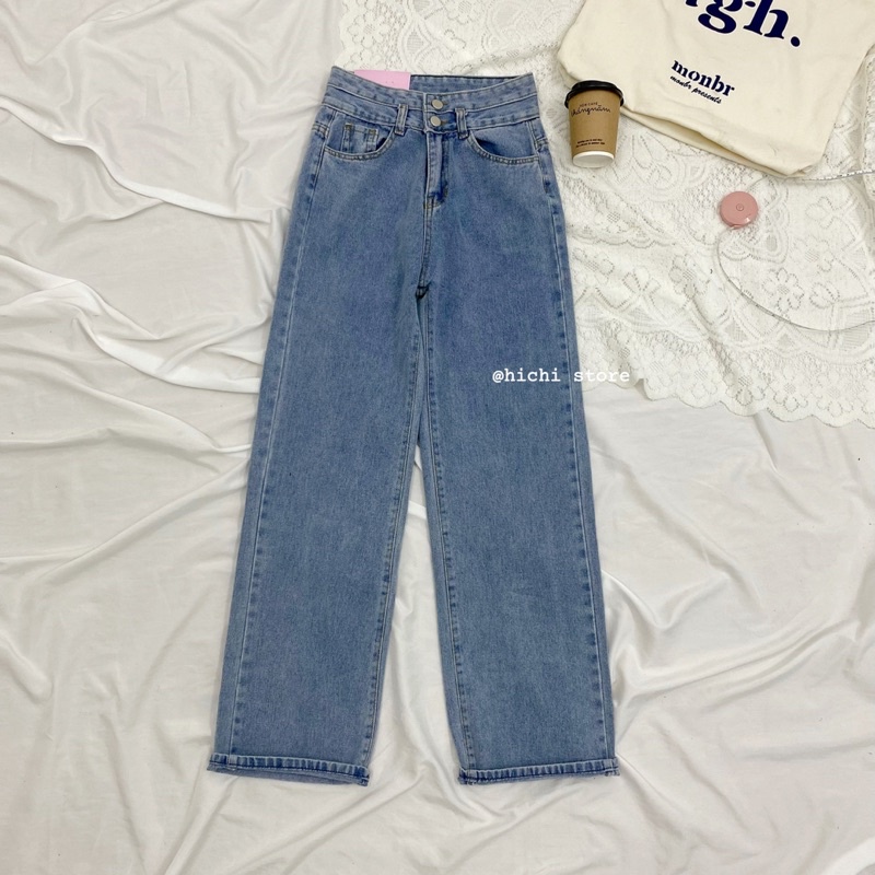 quần jeans bò xuông ống rộng ẢNH THẬT VIDEO hichi 1340