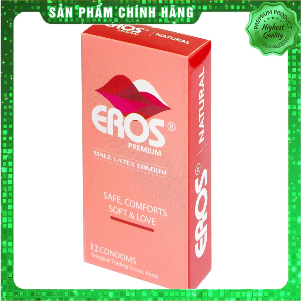 Bao Cao Su Siêu Mỏng Trơn EROS PREMIUM - bcs hộp 12 bao