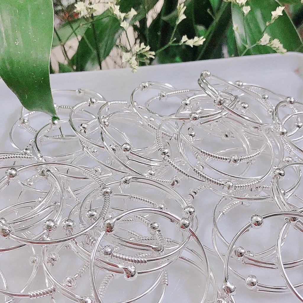 Vòng bạc cho bé đơn giản, an toàn - Vòng đeo tay chân bằng bạc ta cho trẻ em 1- 4 tuổi