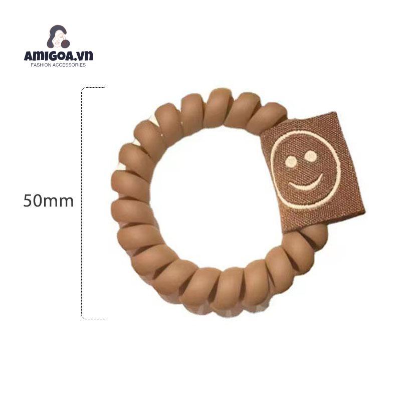 ✨✨Dây Buộc Tóc Hình Mặt Cười Màu Trà Sữa Phong Cách Phương Tây Dễ Thương Cho Nữ