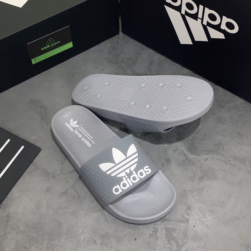 DÉP ADIDAS BÁNH MÌ XÁM - Chống thấm nước - Hộp sang trọng tặng kèm